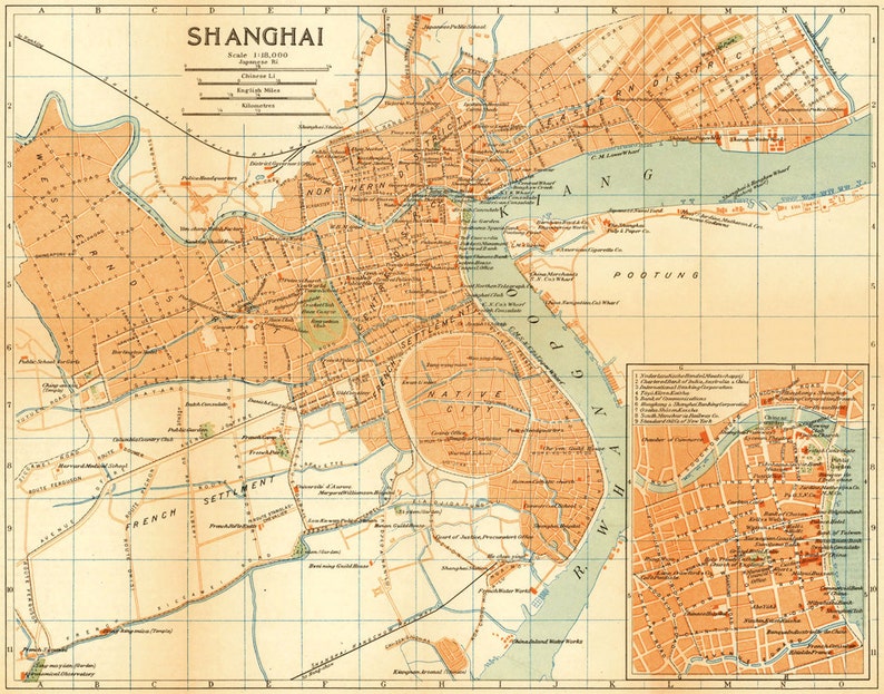 Shanghai map Vintage map of Shanghai fine reproduction image 2