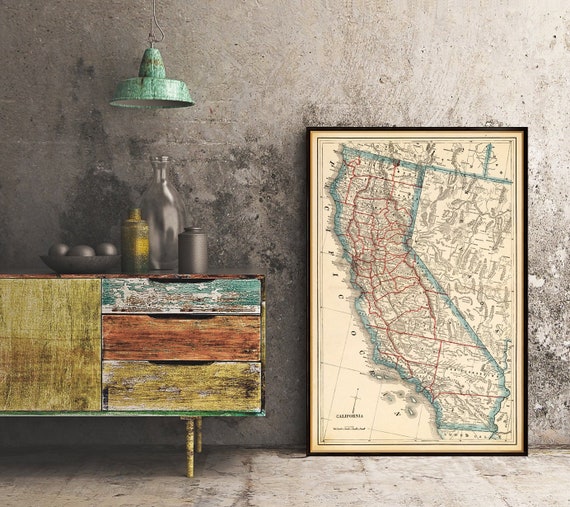 California map - Large map of California - Wall map printed on paper or canvas