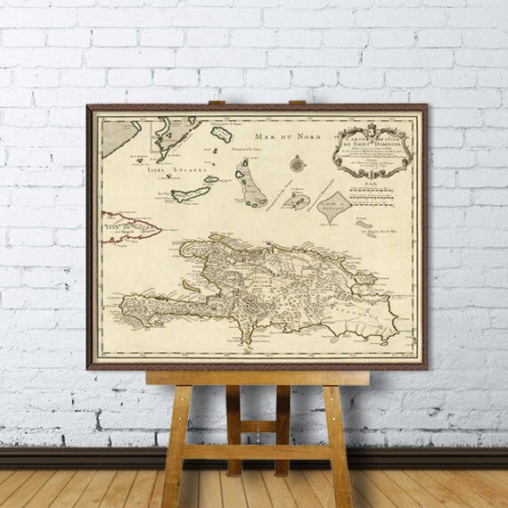 Map of Dominican Republic - Fine print - Restored map archival reproduction on coated paper or canvas