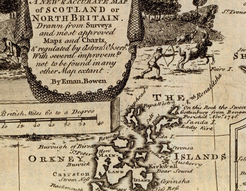 Carte de l'Ecosse - Carte historique de l'Ecosse, reproduction d'archives sur papier ou toile image 5