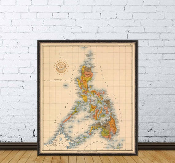 Archival print - Old map of Philippines Islands