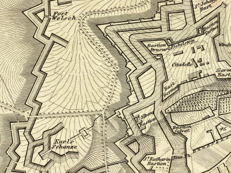 Old map of Mainz Alte Karte von Mainz Vintage city plan fine reproduction on paper or canvas image 3