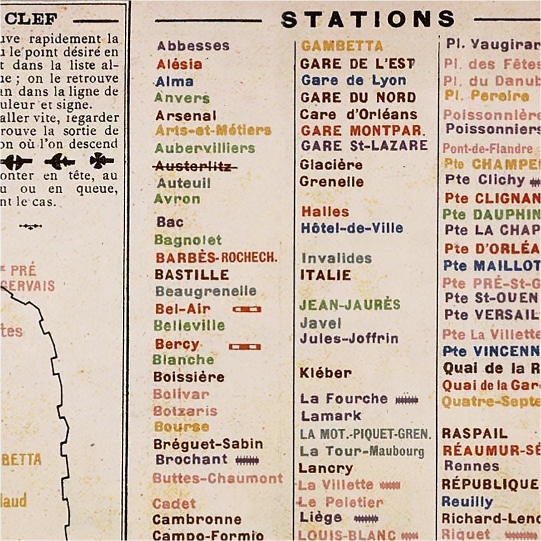 Vintage Paris Métro Map | Antique French Subway Plan | Archival Print ...