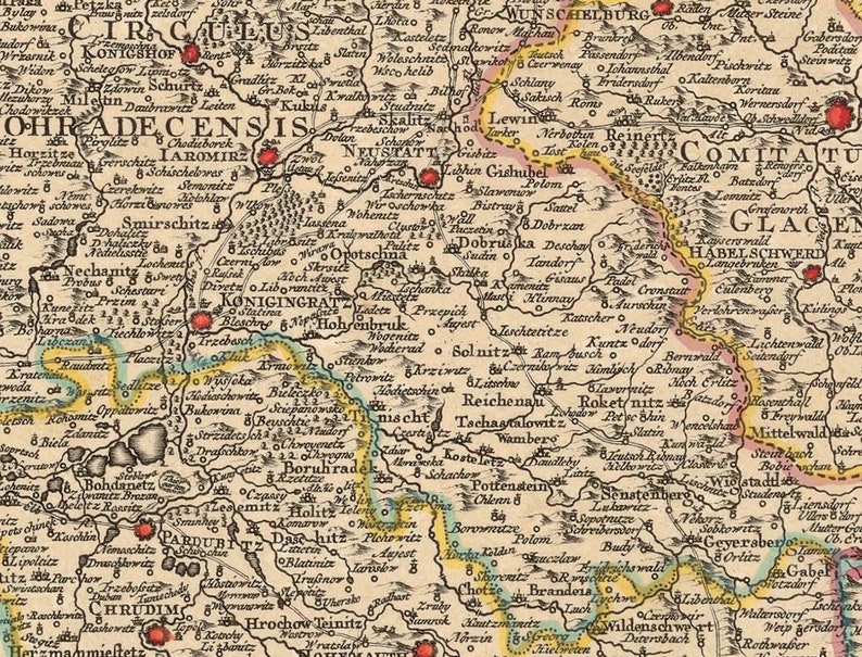 Carte ancienne de la Bohême - Grande carte du royaume de Bohême image 7