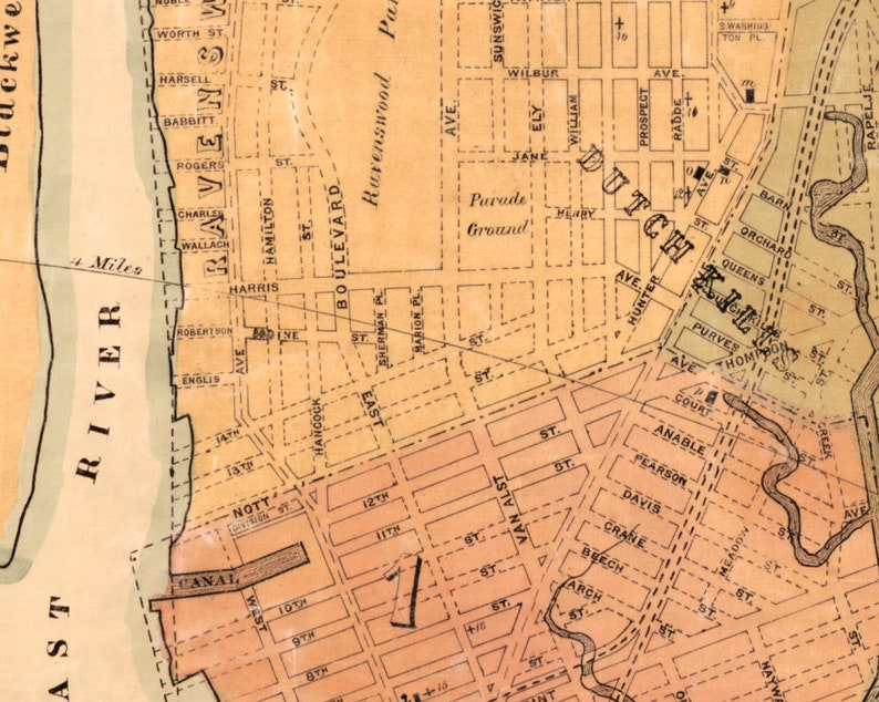 Old map of Long Island City Wonderful old city plan , available on paper or canvas image 5