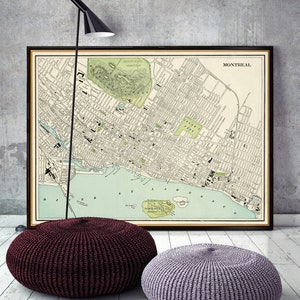 Carte antique de Montréal - Tirages d'archives - Carte de Montréal, disponible sur papier ou sur toile