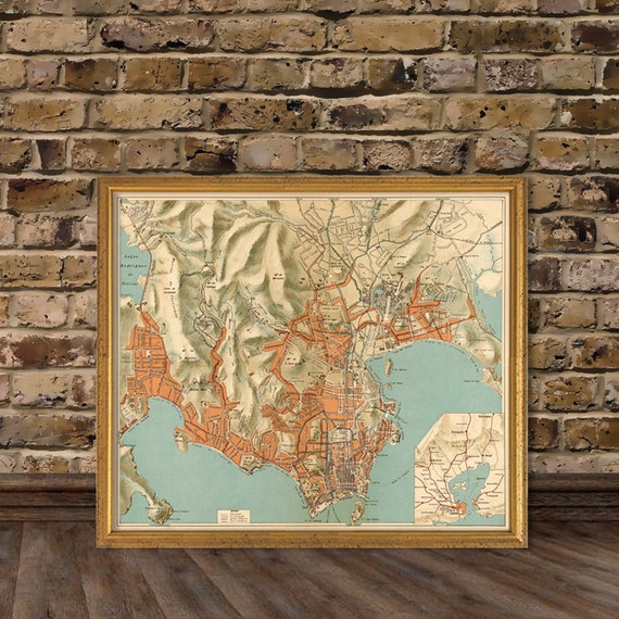 Rio de Janeiro map - Wonderful map of Rio de Janeiro - archival print