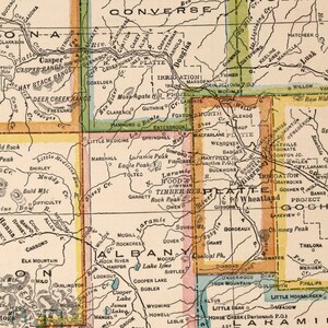 Carte du Wyoming - carte d'état vintage du Wyoming - disponible sur papier ou toile image 4