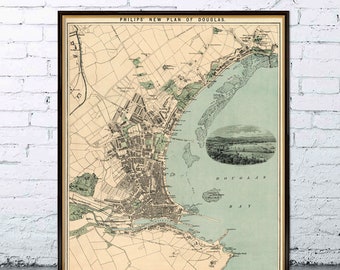 Douglas map - Old map of Douglas - archival fine reproduction