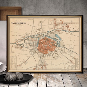 Mapa Valenciennes - La carte de Valenciennes - Przywrócono starą mapę - Dobra reprodukcja