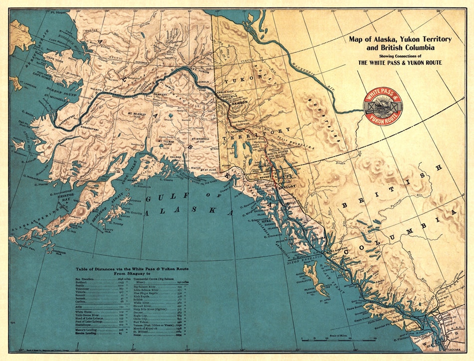 Map of Alaska - Vintage Map Print - Alaska Map - Yukon and