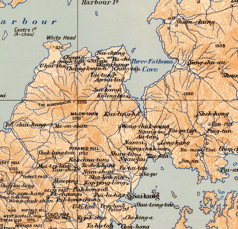 Historical Map of Hong Kong Large Wall Map Print on Paper or Etsy