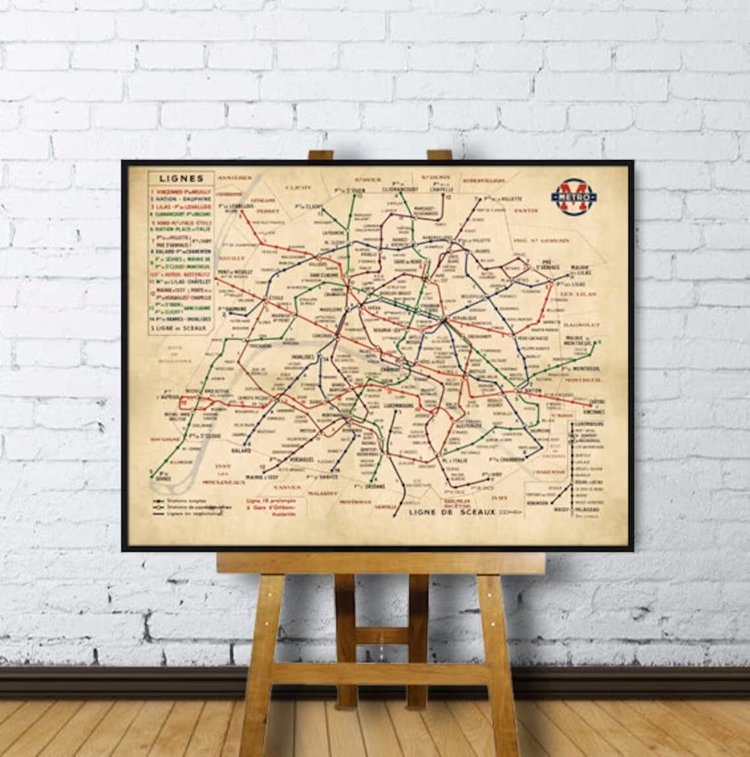 Paris Metro Map, Paris Métro Plan Officiel Du Réseau, Subway Map Fine ...