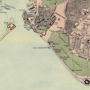 Portsmouth map (UK) - Old city map print - Fine print - Giclee reproduction on fine coated paper or matte canvas image 4