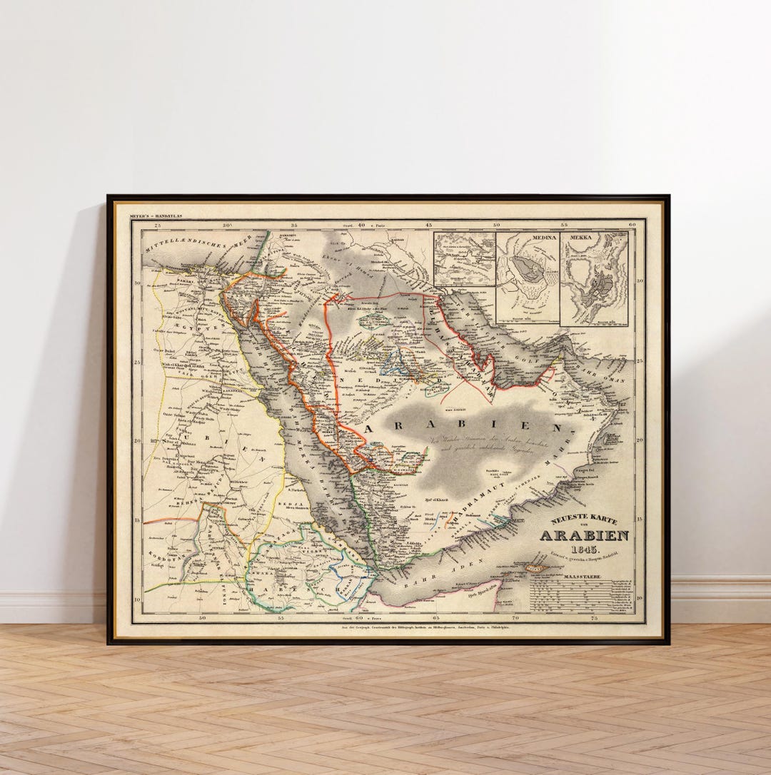 Antique Map of Saudi Arabia | Middle East Historical Cartography | Fine ...