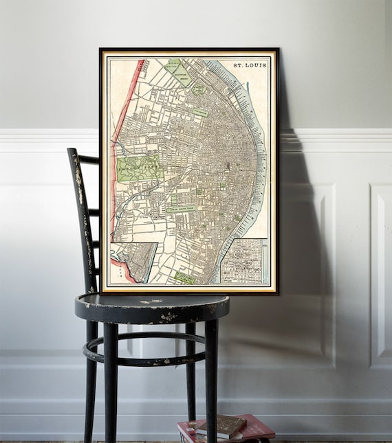 St Louis map - Old map of Saint Louis - Fine reproduction on paper or canvas