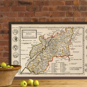 Mapa de Gloucester Shire - Impresión de mapa antiguo - Reproducción de archivo