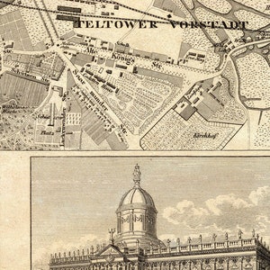 Carte de Potsdam - Ancienne impression de carte de Potsdam - Impression d'archives sur papier ou toile image 4
