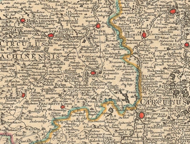 Carte ancienne de la Bohême - Grande carte du royaume de Bohême image 5