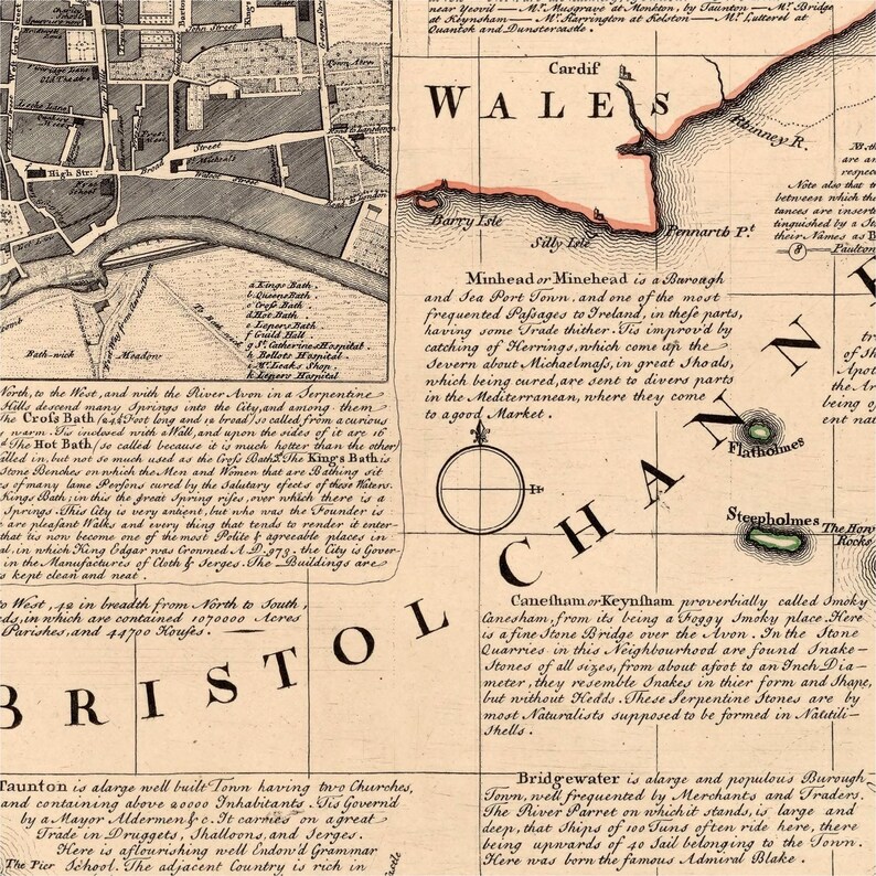 Map of Somerset County - Alte Landkarte von Somerset, Feindruck auf Papier oder Leinwand Bild 4