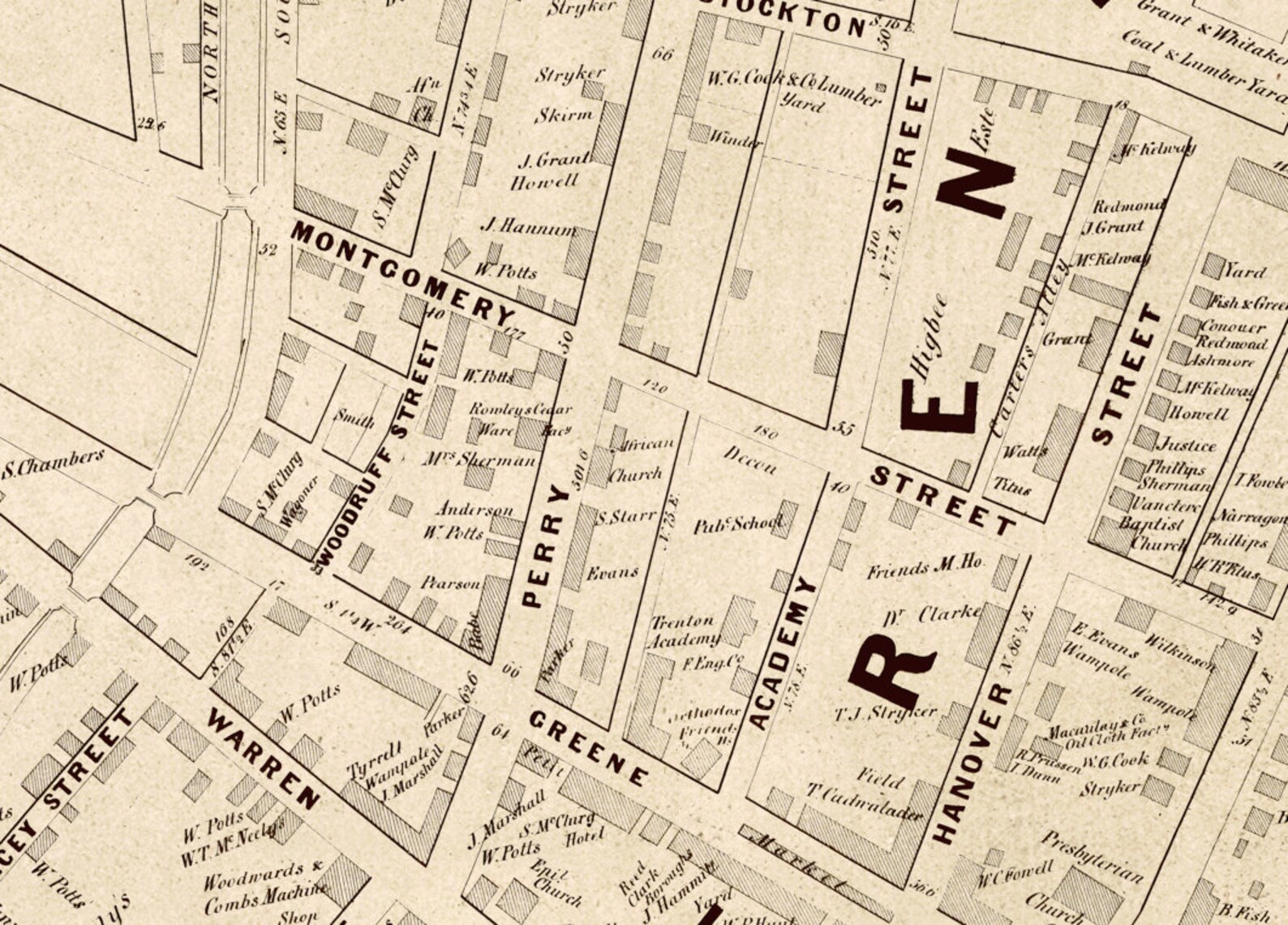 Old Map of Trenton From 1849 Historical Map Restored Wall - Etsy