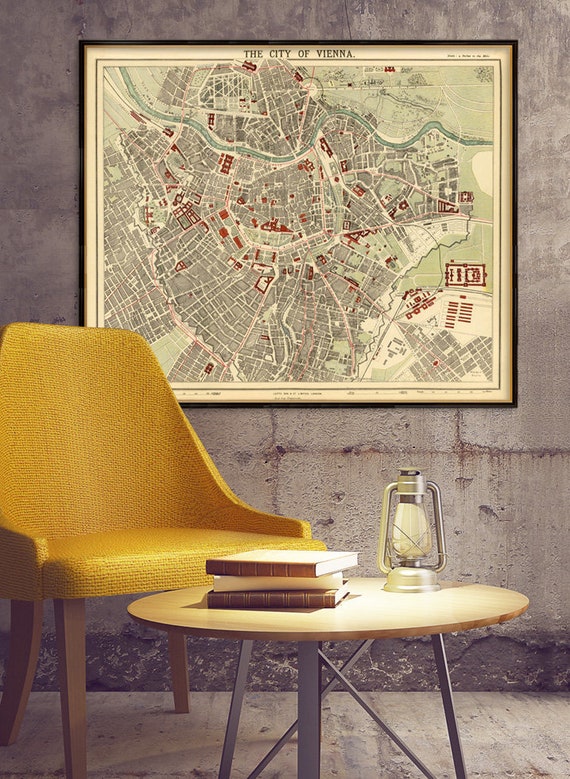 Vienna map - Old map of Vienna print - Wien map - Old city map print - Fine archival reproduction on paper or canvas