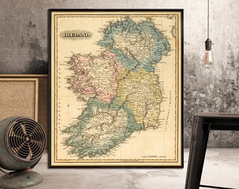Historical map of Ireland - Old map restored, fine reproduction on paper or canvas