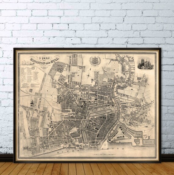 Kingston  upon Hull map - Fine archival print on matte canvas or fine coated paper