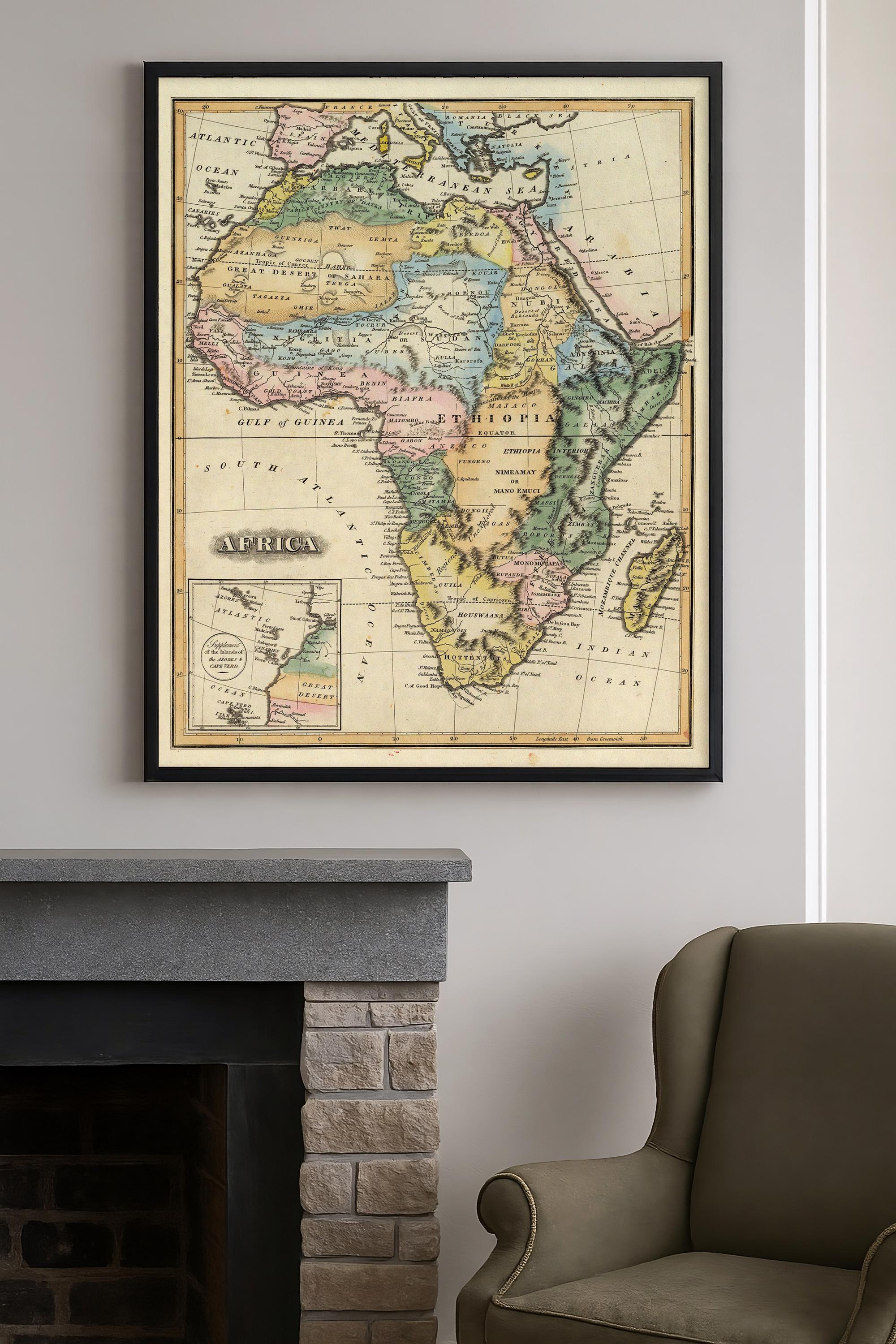 未開封 イギリス アンティーク アフリカの地図 アフリカの古地図