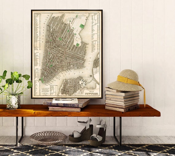 New York City map  -  Old map of New York City print - NYC old map printed on paper or canvas