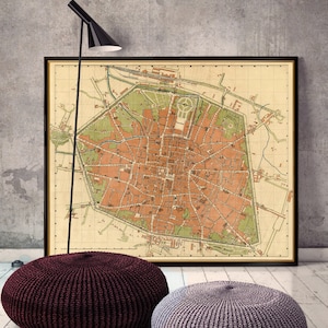 carte vintage de Bologne - Carte de Bologne - Ancienne carte de Bologne - Belle reproduction sur papier ou toile
