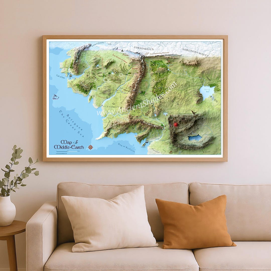 Middle-earth Map Print – Lord of the Rings Cartography Art, Tolkien ...