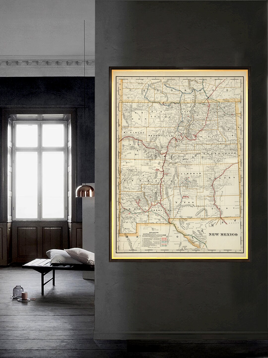 New Mexico Antique Map, Detailed Old Map From 1901, Land of Enchantment 