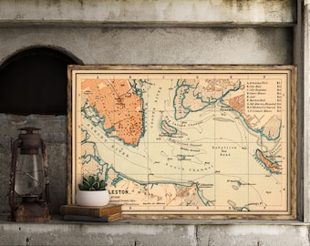 Map of Charleston - Wonderfull map of Charleston - archival print - 13 x 19.5"