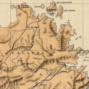 Carte de la Sardaigne, ancienne carte de la Sardaigne (Italie), belle reproduction sur papier ou toile image 5