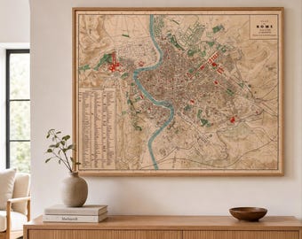 Rome Map | Historical City Plan | Large Wall Poster | Fine Reproduction | Mappa di Roma