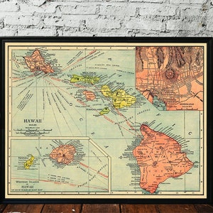 Hawaii map - Old map of Hawaii reproduction