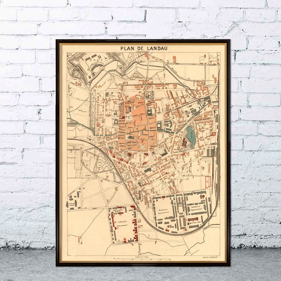 Landau map - Old map of Landau - fine giclee print - Landau Karte