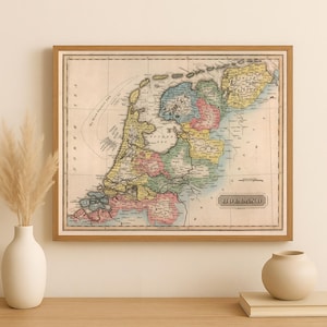 Antique Holland Map Print | Vintage Netherlands Wall Art | Historical Dutch Decor