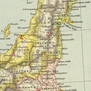 Carte du Japon - Ancienne carte du Japon, y compris l'île d'Hokkaido - Impression de carte murale sur papier ou toile image 4