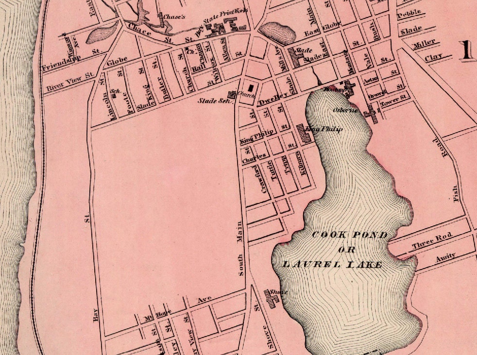 Fall River map Old city map reproduction Map of Fall River