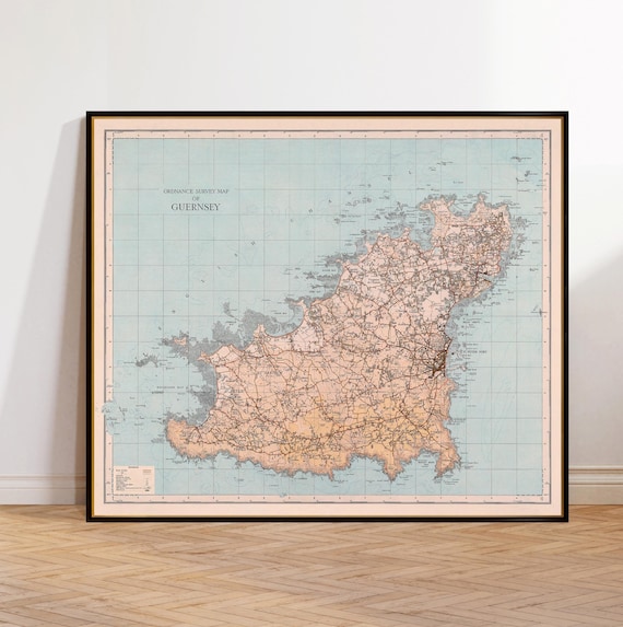 ガーンジー島の地図、復元された古地図、地図作成アートの装飾 - Etsy 日本