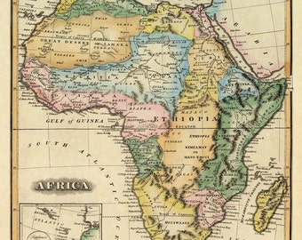 アフリカの古地図 - アフリカ地図の複製 - 紙またはキャンバスに