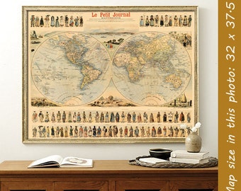 Antique map - Historic world map - Vintage map of the world - Antique illustrated world map print