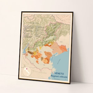 Carte des régions viticoles de la Vénétie (Italie), vignobles de la Vénétie, cépages et vins les plus caractéristiques