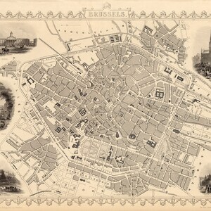 Historical map of Bruxelles Vintage map of Brussels, available on paper or canvas image 2