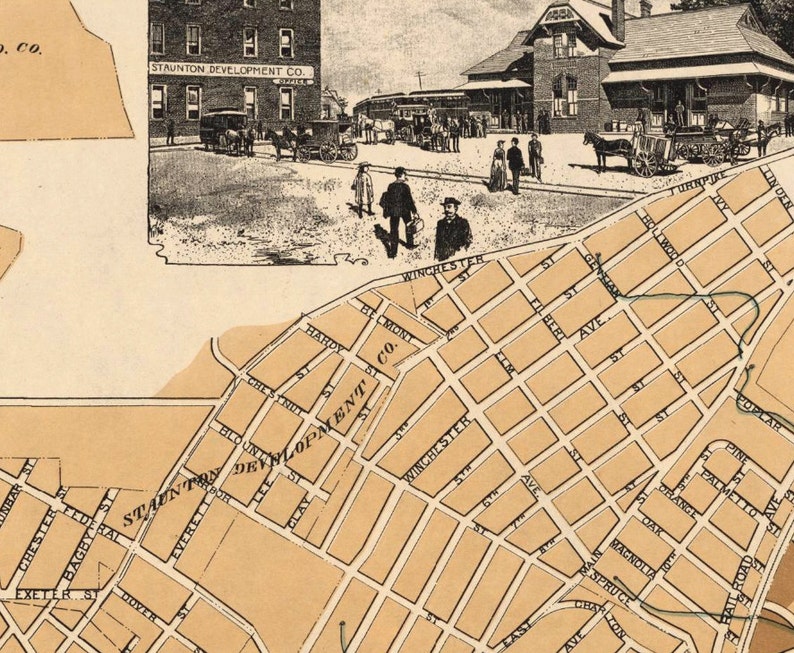 Staunton map Old map restored City of Staunton fine Etsy