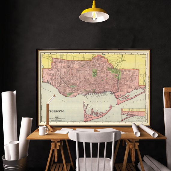 Old map of Toronto -  City map  fine print - Wonderful vintage map for wall decoration, available on paper or canvas