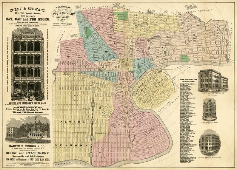 Newark Map Old Map of Newark Fine Print Etsy