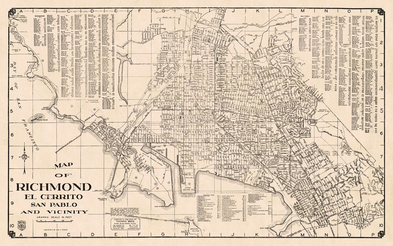 Richmond Map - Old City Map Restored, Vintage Style Map for Wall Decor